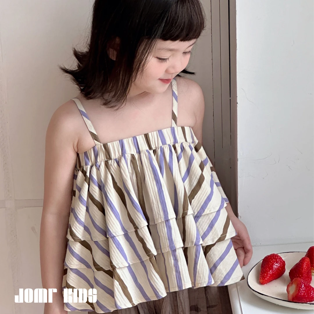 【嗒囜】女童百搭无袖A版吊带儿童夏季条纹时尚外穿上衣JM824352