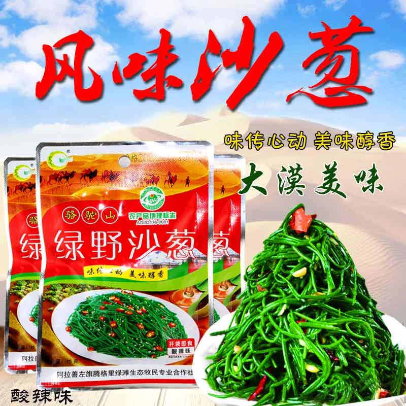 阿拉善绿野沙葱大漠风味下饭咸菜凉拌即食75克*10袋