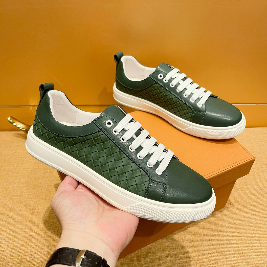 男士轻奢时尚春季秋季百搭韩版板鞋编织纹夏季透气潮鞋