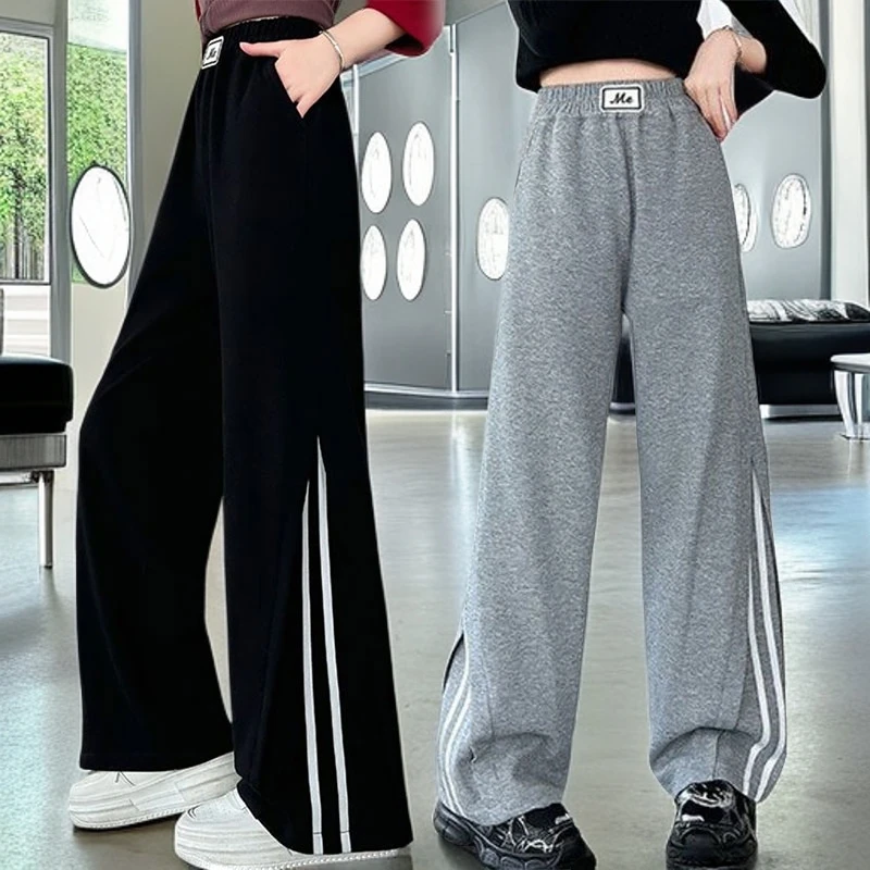女童裤子秋季新款女孩直筒运动休闲裤洋气学生中大童卫裤宽松长裤