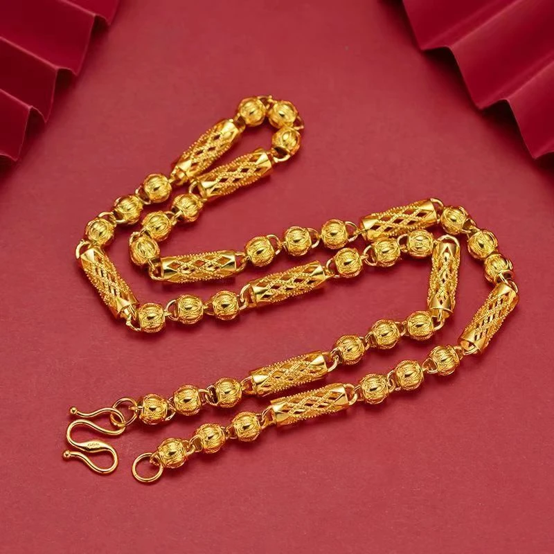 合金项链 竹节项链  男士男款时尚女士潮流经典磨砂素款空心坠链