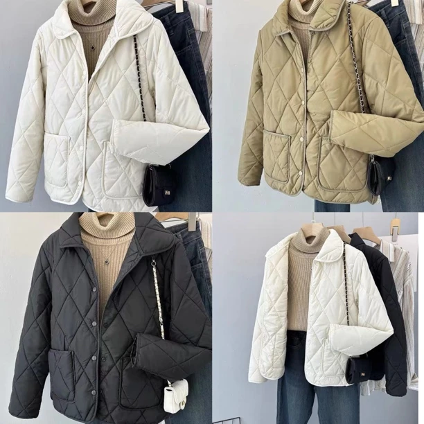 薇莎【时尚格纹】前短后长冬季保暖棉服