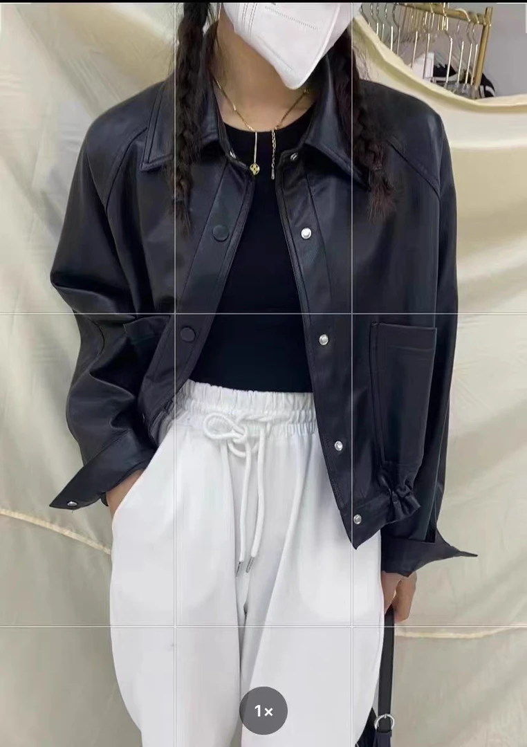 薇莎8861【夹棉皮衣】下摆抽绳时尚皮衣女大口袋外套