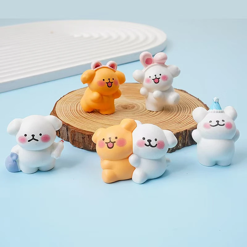 线条小狗对对碰摆件车载桌面摆件手工饰品配件diy挂饰创意网红