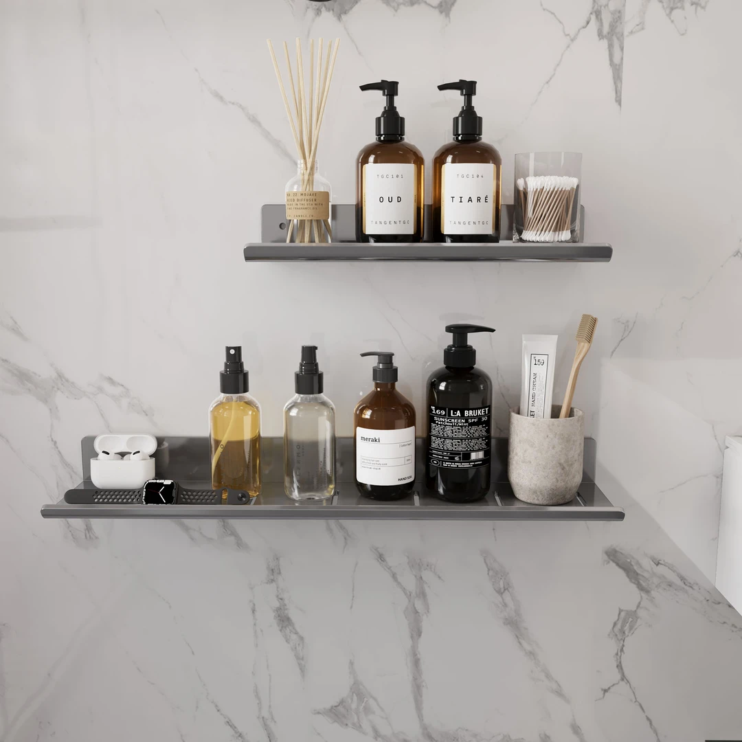 储物置物架免打孔浴室卫生间壁挂式收纳洗漱台洗手台镜前洗澡间