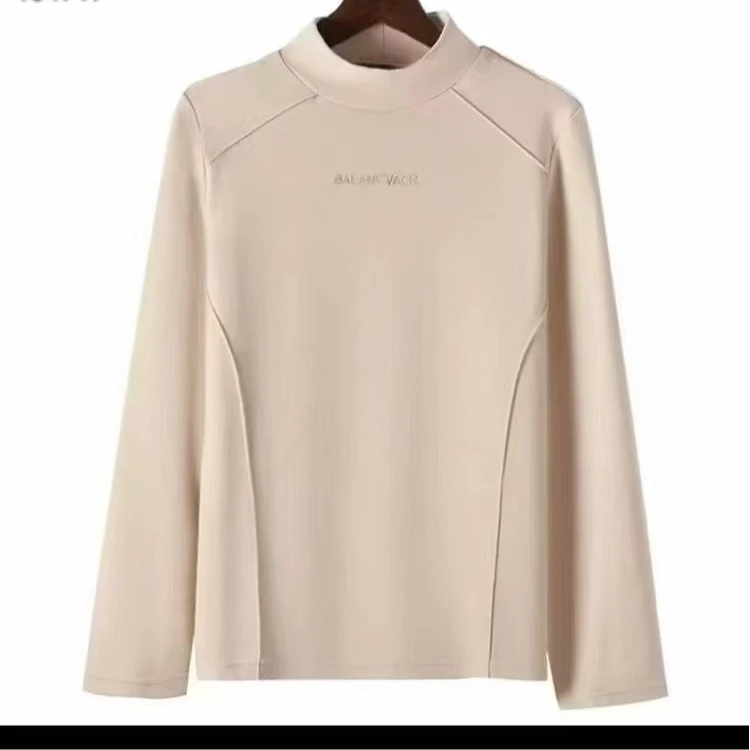 太阳暖绒刺绣休闲百搭女士长袖打底衫-8009