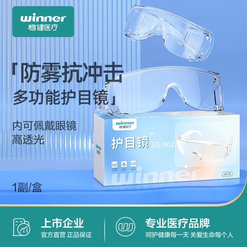 Winner/稳健多功能高清护目镜防风护眼防雾透明透光内可戴眼镜