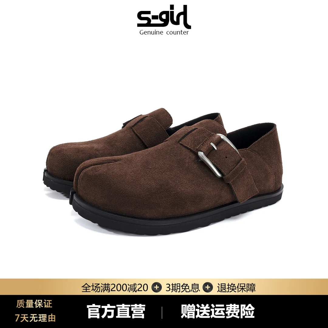 SGIRL TWTW磨砂皮勃肯鞋女2025春季厚底分趾猪蹄鞋时尚休闲单鞋潮