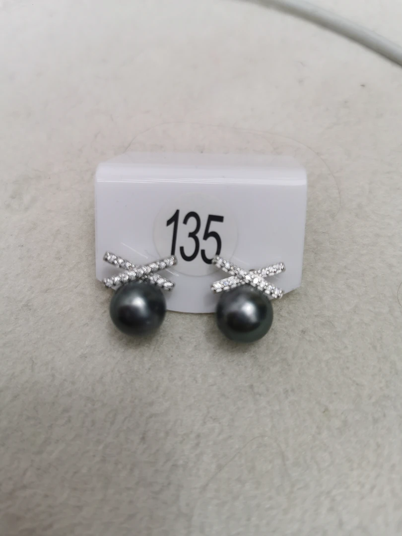 丽源珠宝推荐 天然海水大溪地珍珠耳钉款