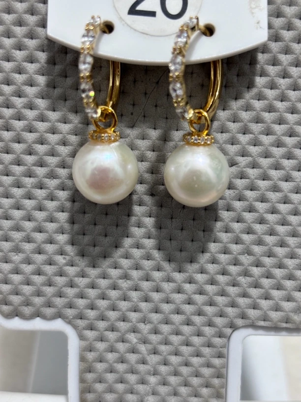 丽源珠宝推荐 满钻豪镶精致时尚的天然淡水珍珠耳圈款