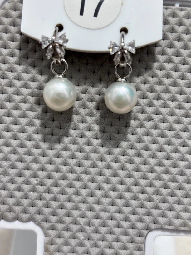 丽源珠宝推荐 天然爱迪生淡水珍珠小蝴蝶结小耳圈耳扣