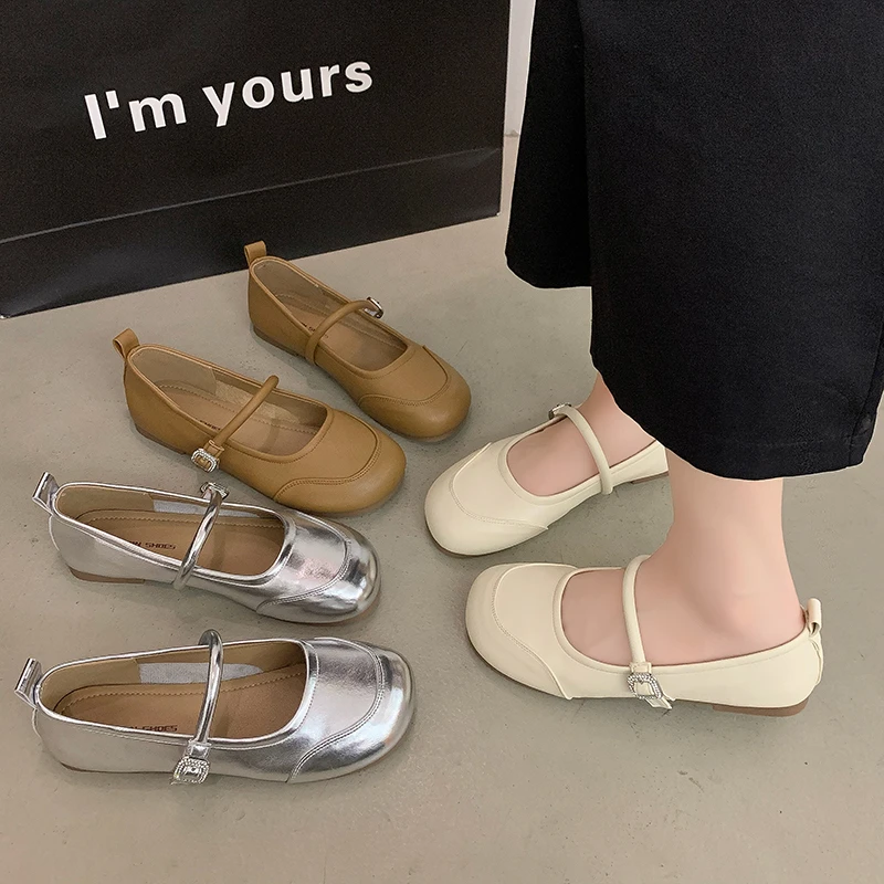 玛丽珍单鞋女秋季配裙子晚晚风浅口豆豆鞋2025年春秋新款小皮鞋
