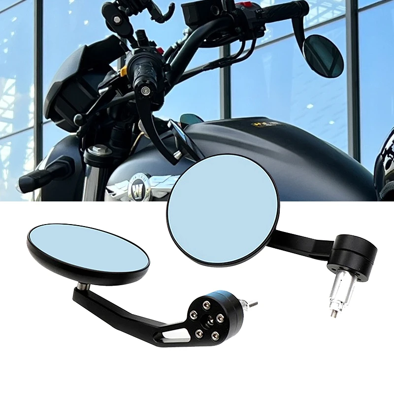 摩托车后视镜适用豪爵TR300/NS125LA通用复古巡航车改装手把镜