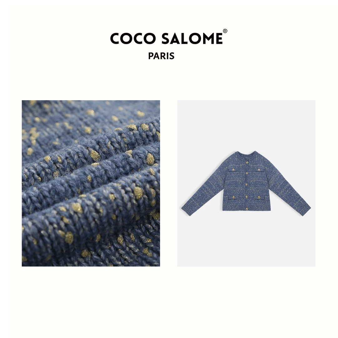 彬彬&SALOME【满天繁星】650g重含羊毛轻奢时尚短款女款毛衣外套