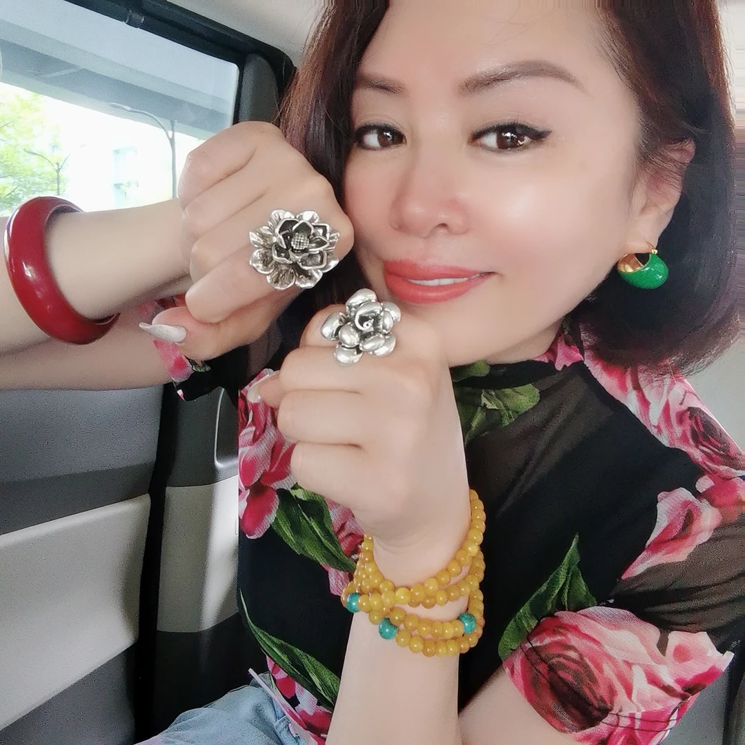 非金属莫桑石戒指 【祯姐宠粉】花朵开口戒指（组合装）手工