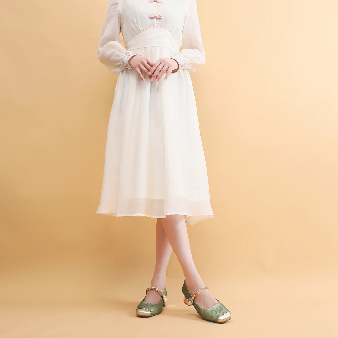 【曼方专属】2024新款女夏法式玛丽珍百搭气质中式国风浅口一字带鞋