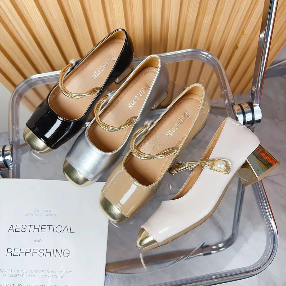 【朵苮品牌】法式气质时尚方头女春夏新款百搭低跟鞋8803南