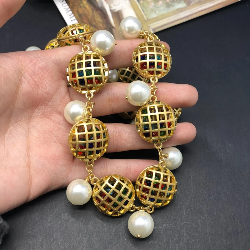 铜项链 法式中古铜材质镂空设计古典项链耳环复古气质时尚饰品