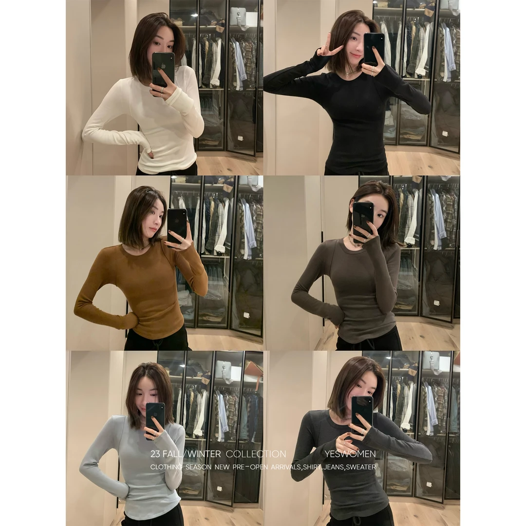 YESWOMEN【淼淼】德绒磨毛T·发热锁温抗菌 显瘦T恤XY22310B2949