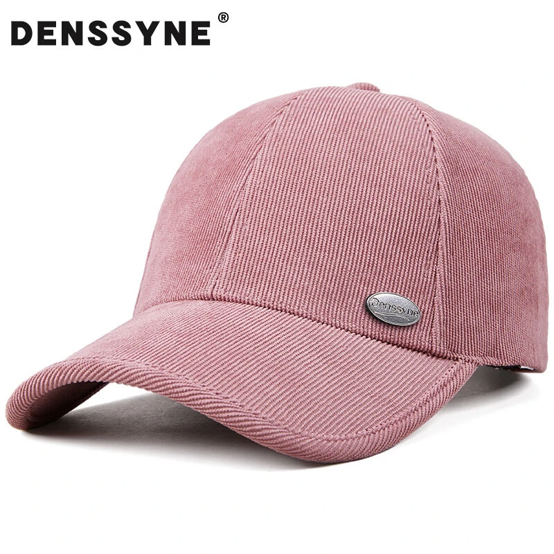 粉色帽子女秋季灯芯绒鸭舌帽户外条纹韩版休闲百搭户外棒球帽