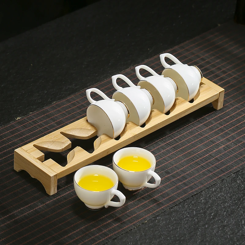 问谦堂高档带把有耳功夫茶杯喝茶小杯子6只装家用羊脂玉白瓷防烫