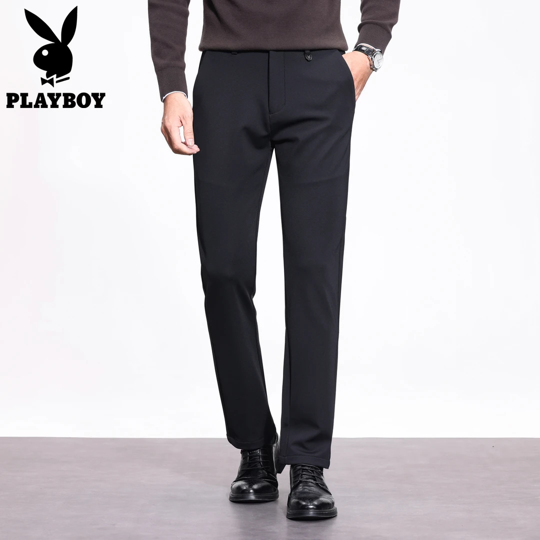 花花公子2025春季新款休闲裤男针织商务休闲长裤抗皱保暖加厚舒适
