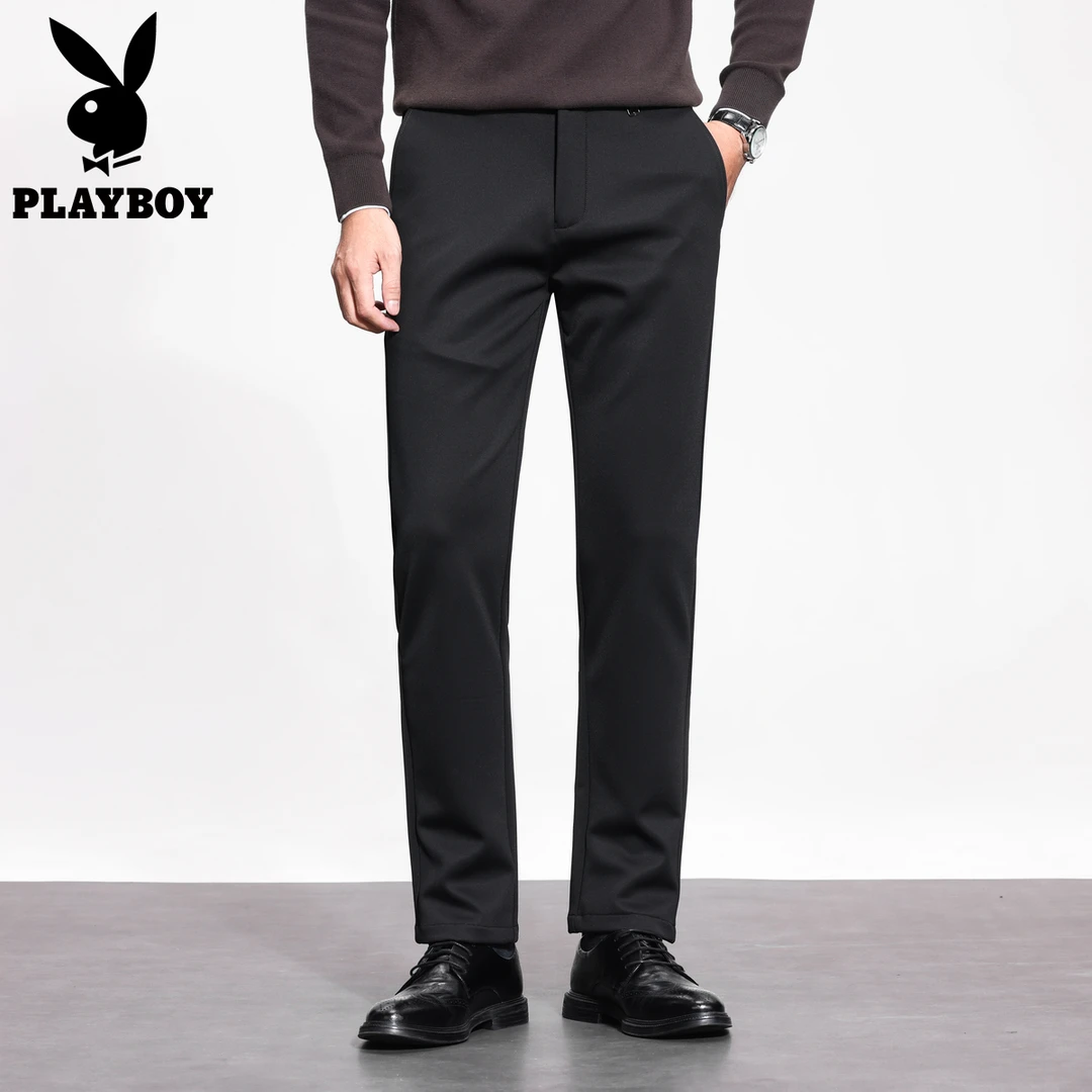 花花公子2025春季新款男士裤子舒适透气针织厚款休闲商务男款长裤