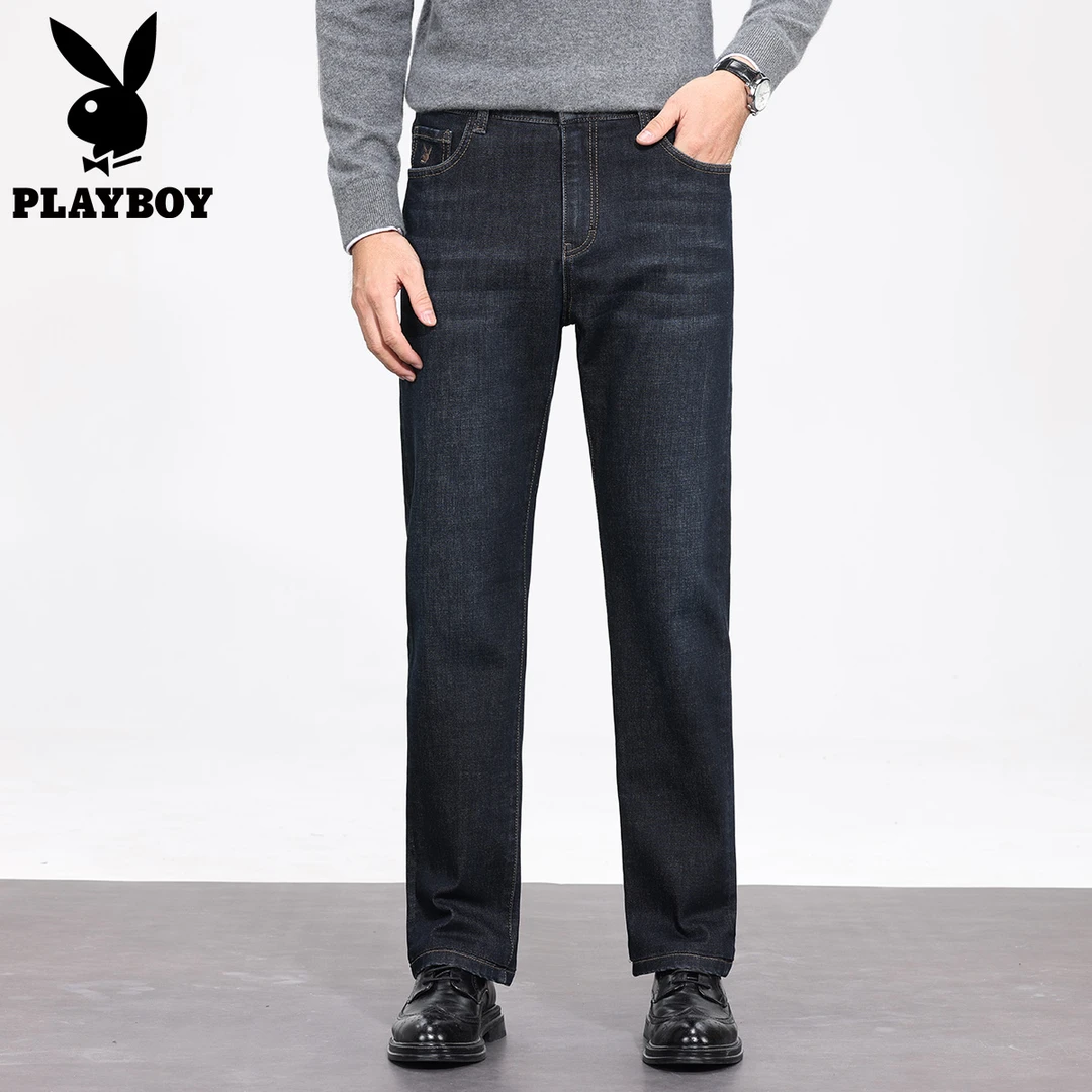 花花公子2025新款春季牛仔裤400克春款商务厚款长裤商务直筒裤子