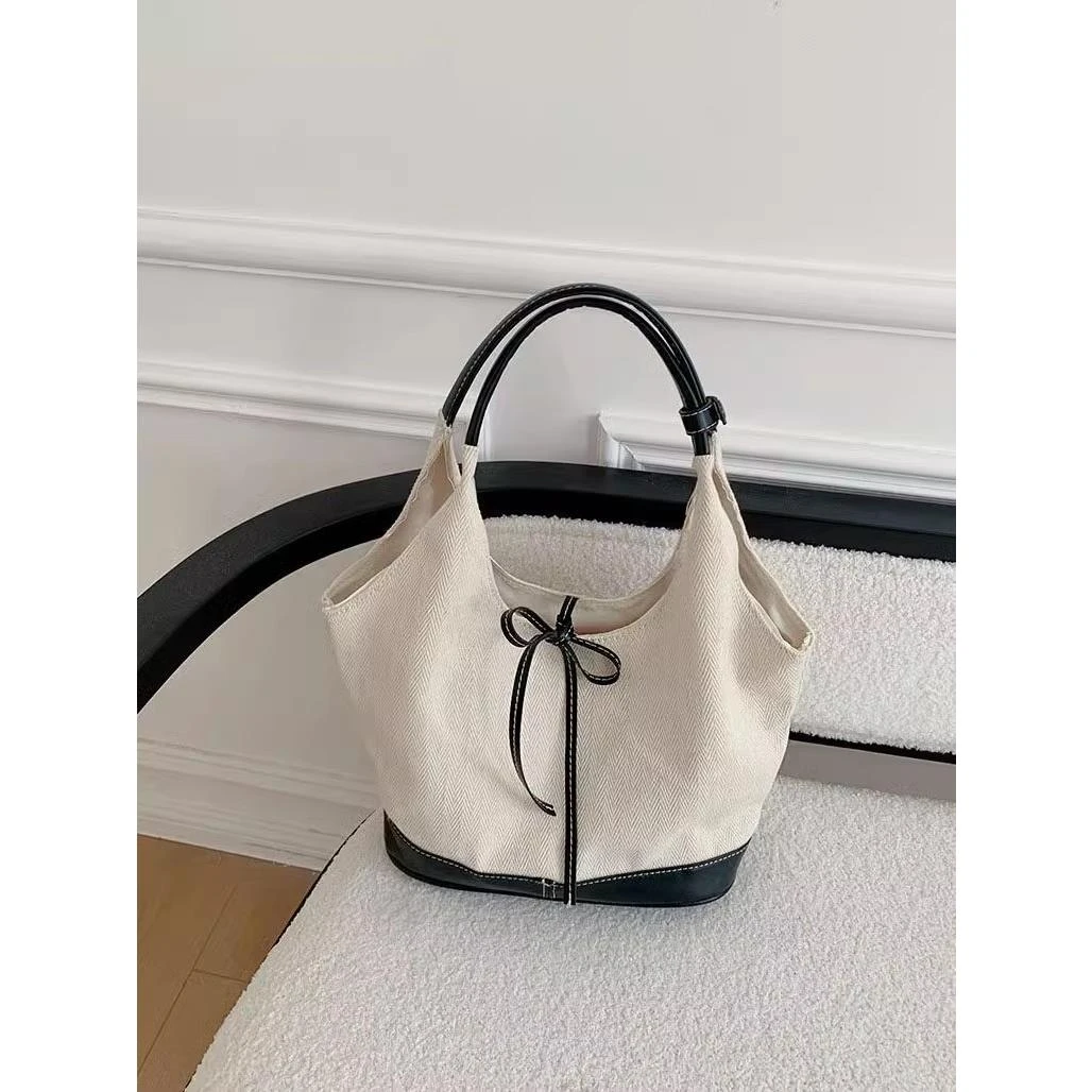 韩国小众帆布托特包女2024新款通勤时尚手提包百搭单肩腋下包挎包