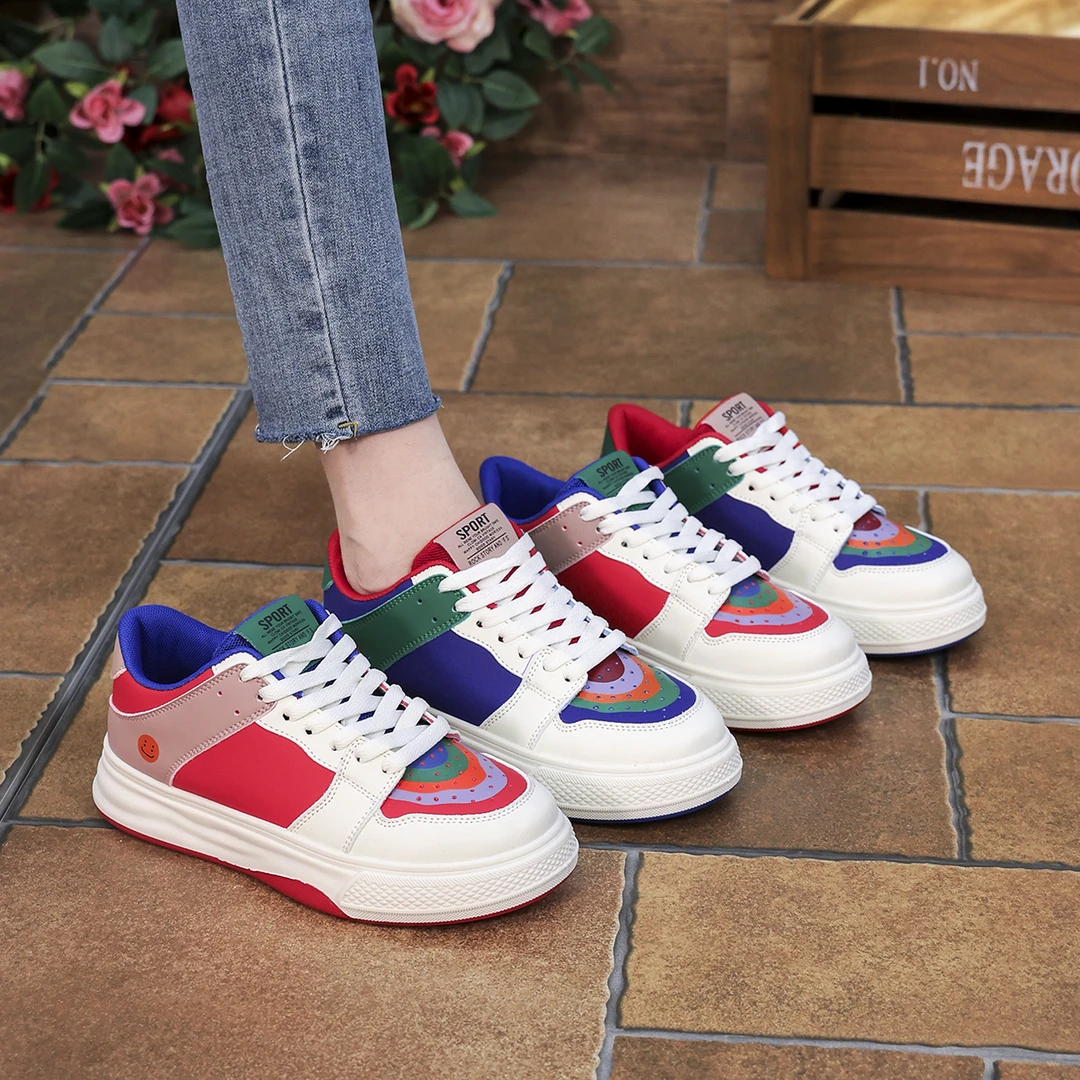 筱秀春季休闲鞋新款彩虹鸳鸯鞋女士休闲板鞋百搭潮流透气平底女鞋