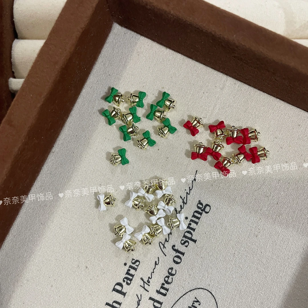 美甲新款（圣诞系列*蝴蝶结铃铛 ） 超闪红色合金喷漆保色圣诞爆款