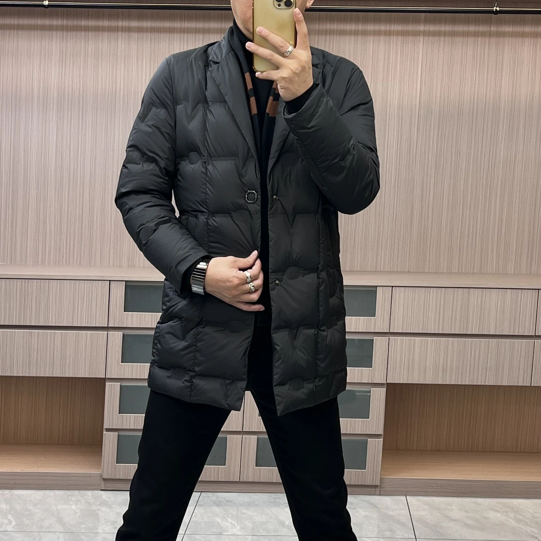 今晨优品-冬季欧版轻奢商务休闲围巾领中长款羽绒服701
