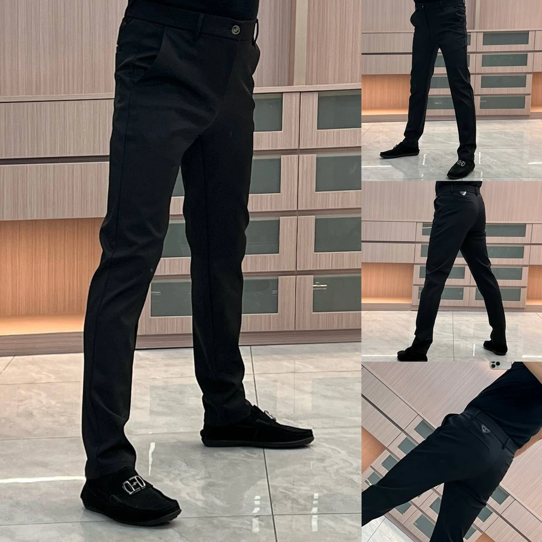 今晨优品-男士秋季新品中腰修身高弹小脚休闲西裤免烫抗皱9315