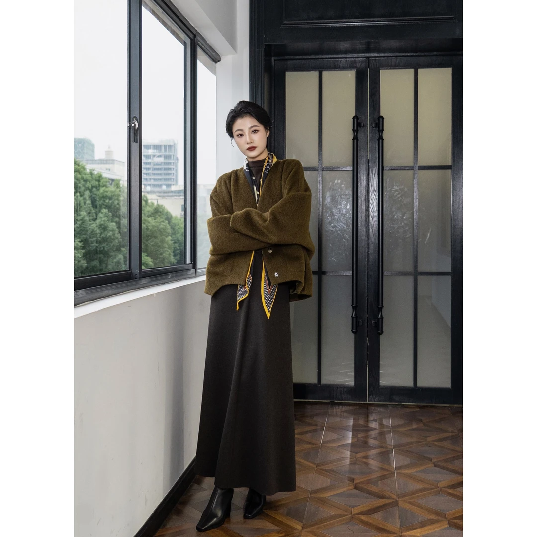 【丹麦童话】秘鲁苏力羊驼级慵懒斗蓬中长款大衣外套