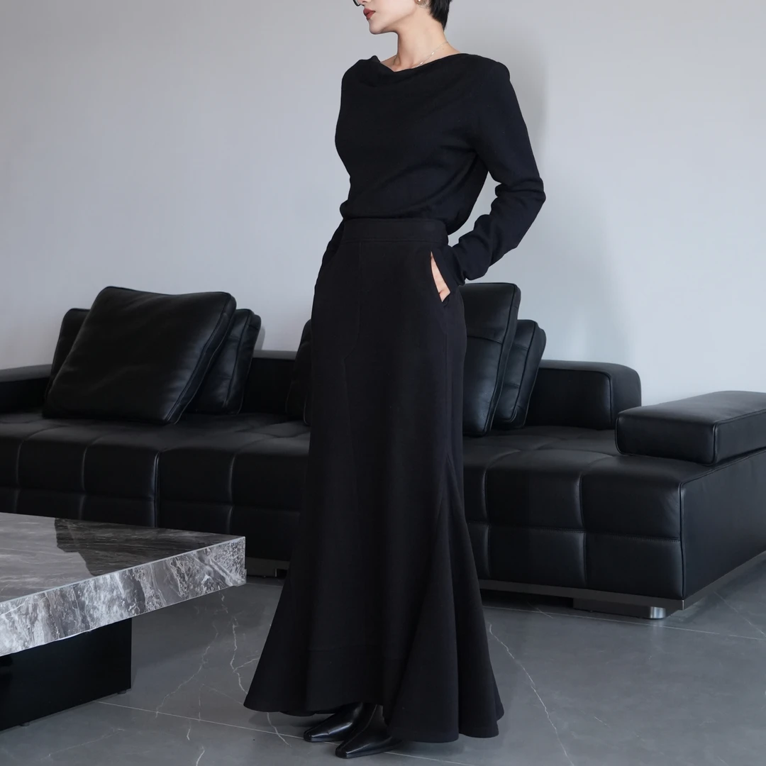 【步步生莲】超有范儿高阶百搭寒冬保暖羊毛醋酸针织大鱼尾裙半身裙