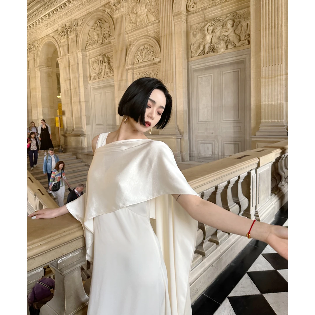 【歌剧院】艺术灵魂两件套多穿法用途叠穿披肩飘带长款女神裙连衣裙