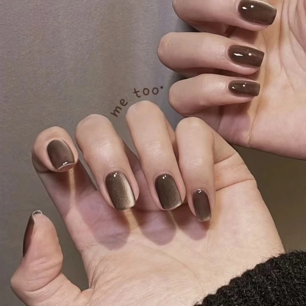 【短款】千金气质美拉德透亮陨石焦糖咖啡猫眼穿戴美甲s70