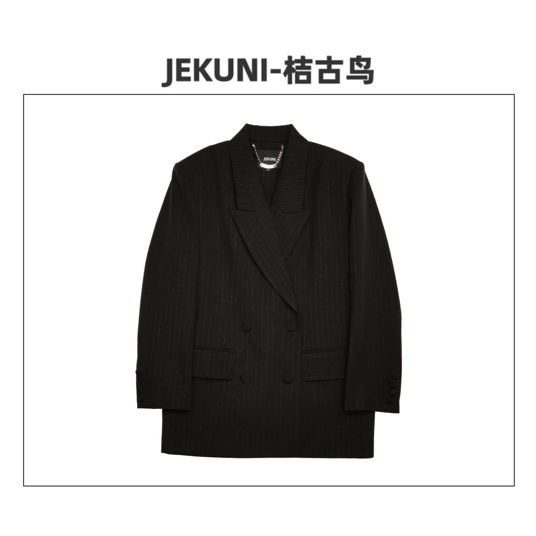 【绮总专属】设计师新款黑色条纹西装女秋冬高级小众气质西服