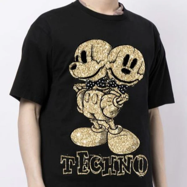 重庆-TCH烫钻黑色短袖T恤男女同款T21110C6178