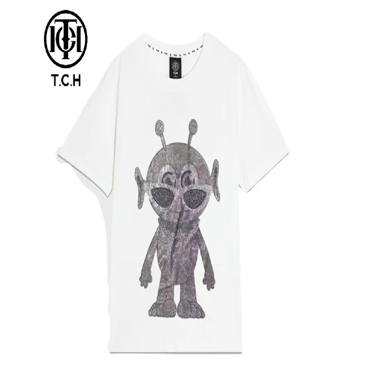 TCH服饰店播-烫钻外星人logo简约短袖同款T恤T21110C6171