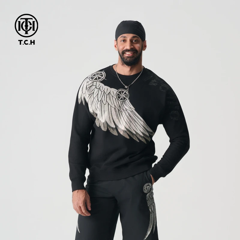 石景山TCH烫钻圆领长袖经典系列圆领衫上衣T72A116039