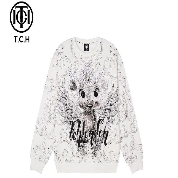 TCH服饰店播-潮牌小神龙字母羽翼烫钻卫衣女T72C116063
