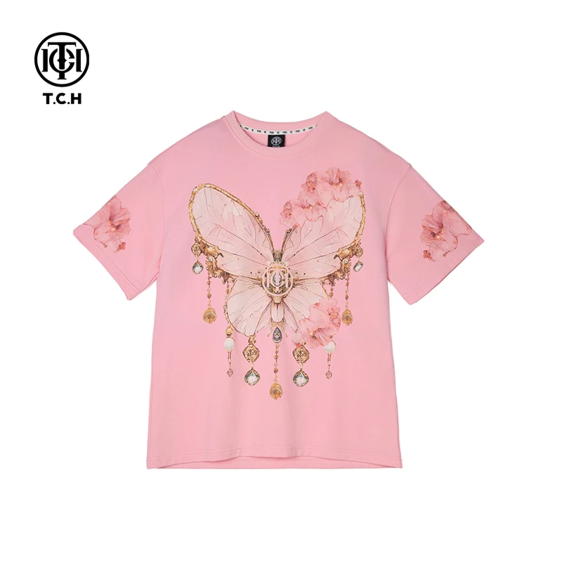 石景山TCH24秋季新款半袖T恤个性时尚烫钻街头男女同款T72C106036