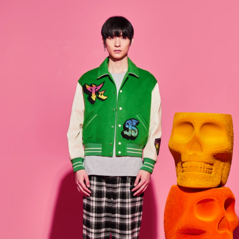 TCH服饰店播-炫彩潮流植绒外套绿色夹克S69D166001