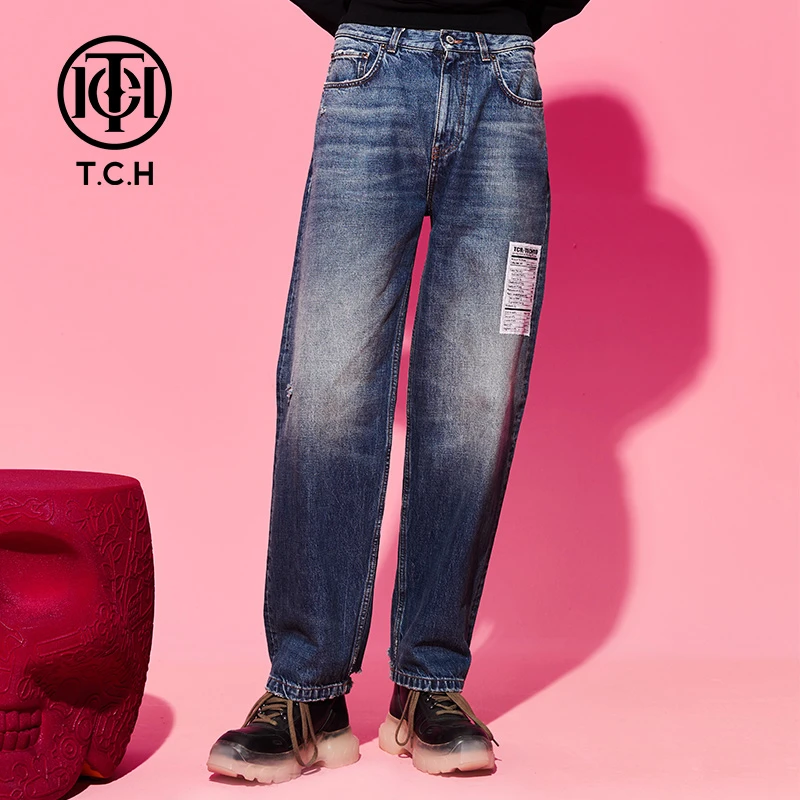 北京花乡-牛仔裤水洗宽松直筒舒适休闲男女长裤T69C208011