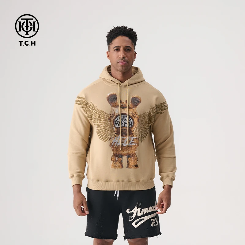 TCH轻奢春秋款烫钻连帽长袖帽衫T72A126029私服tch