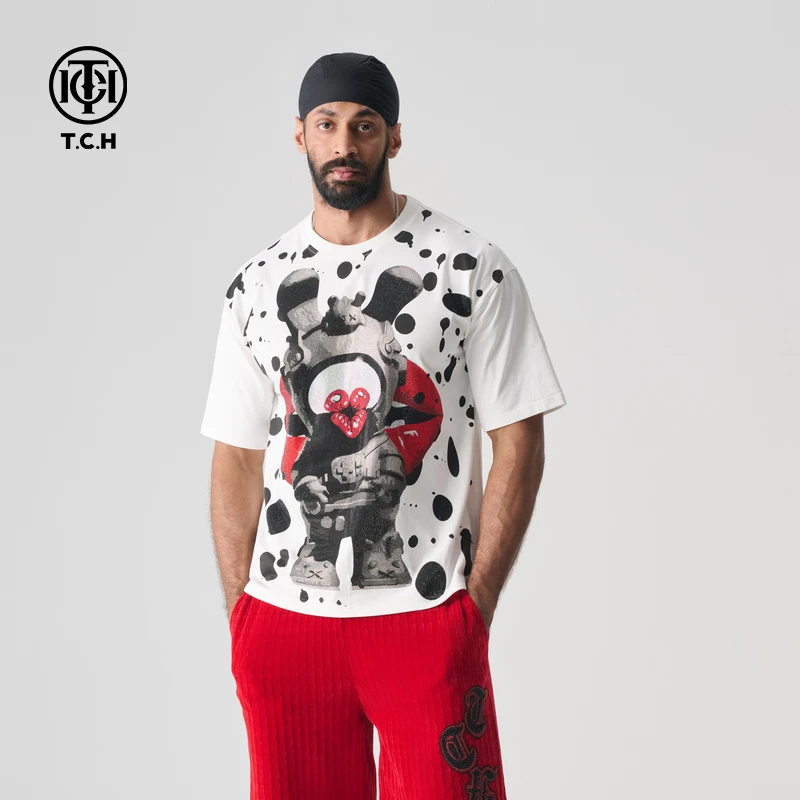 TCH服饰店播-2025夏季新款个性太空兔圆领短袖T恤T72B106107