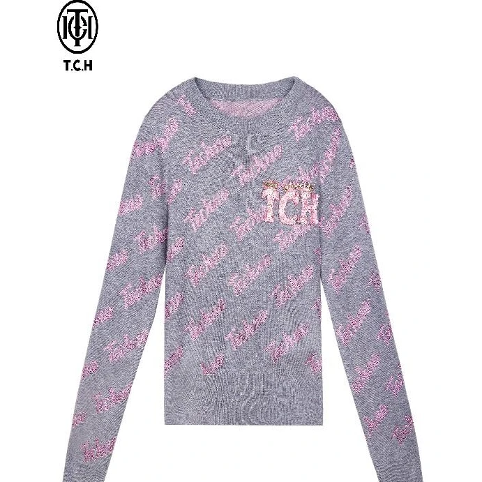 长安万达TCH服饰-潮牌韵味软糯袖标长袖针织衫女T72C098005