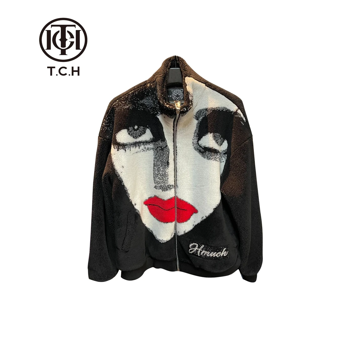 TCH服饰店播-TECHNO CHILLOUTHOUSE潮牌大C红唇拉链衫T21117C6086