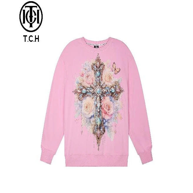 石景山TCH24年秋冬季烫钻潮牌翅膀时髦圆领衫卫衣 T72C116096